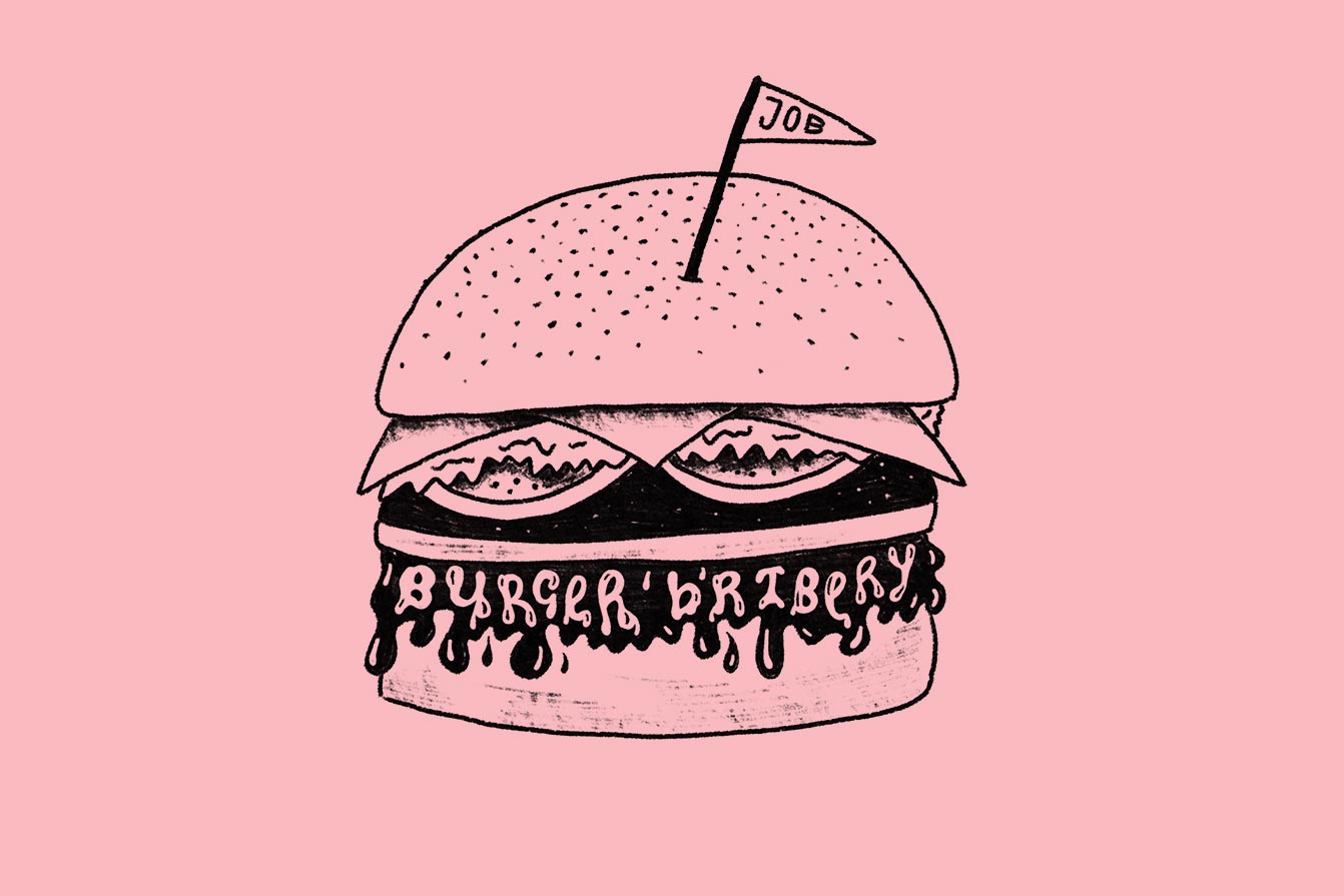 sidebyside_gettingattention_burger_bribery